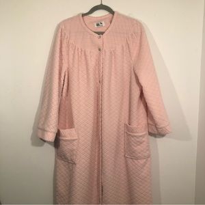 KiKi Robe Housecoat Pale Pink Womens Snap Down 2 Pocket Fleece